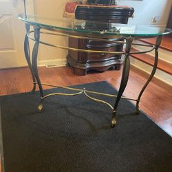 Heavy Glass Top Brass Console Table