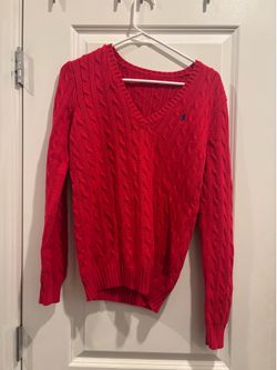 Polo Women Red Cable Knit Sweater - Good Condition