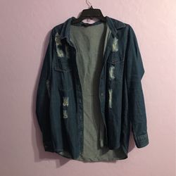 Blue Jean Ripped Style Jacket