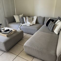 Gray Couch And Ottoman (Sectional Couch)
