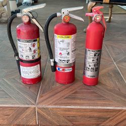 Fire Extinguishers, 2 big ones $ 20.00 each, the small one$ 10.00