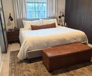 King Size Upholstered Platform Bed Frame – Like New