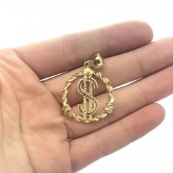 Gold Pendant Money Sign 10K Solid New