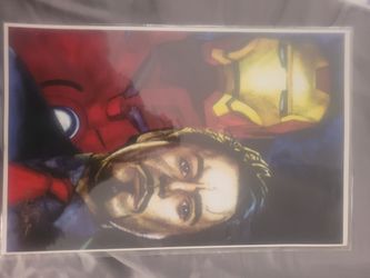 Art , .Marvel Iron man Tony Stark signed by both artists