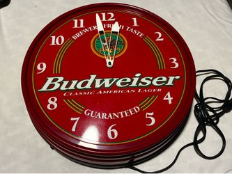 Vintage Budweiser Classic American Lager Wall Clock(for Parts Or Repair)
