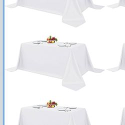 90 x 120 rectangular tablecloths white 3 pieces