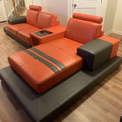 Leather Couch & Long Seat Set 