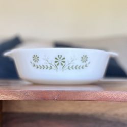 Vintage Glasbake Primrose Dream 9-Inch Round Casserole Dish 