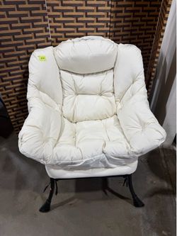 Lazy Chair with Armrests & Side Pocket Upholstered Lounge Accent Chair, Single Leisure Sofa Chair, Reading Chair for Bedroom, Living Room, Dorm(Beige)