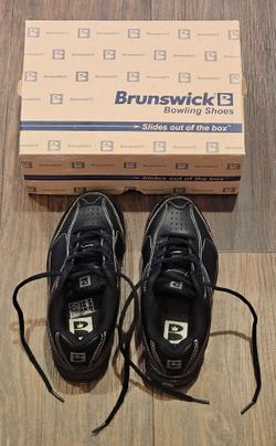 Brunswick Youth Bowling Shoes Size 1 Black Leather Flyer Model Y-001