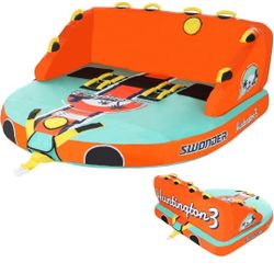 Swonder 3 Person Towable Tubes for Boating, Water Tubes for Boats to Pull, Heavy-Duty Front & Back Tow Points Inflatable Boat Tube with Stronger 840D 