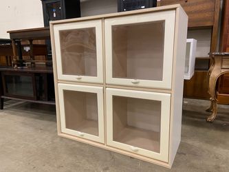 White Cube Organizer Shelf with Plastic Lift Top Doors