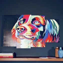Colorful Multi-Panel Dog Wall Art