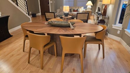 7-Piece Dining Room Set with Leather Chairs