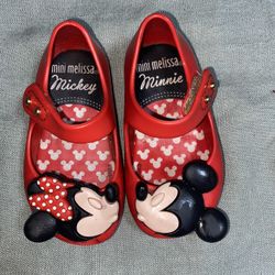 Mini Melissa Mickey And Minnie Flats Size 5 GUC