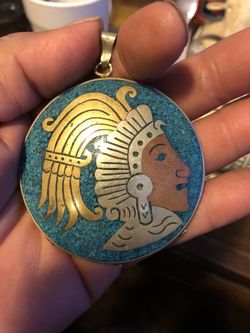 Large vintage Aztec style pendent,