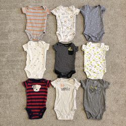 Carter’s Baby Boy Onesies, Bundle of 9, Size 0-3 Months 