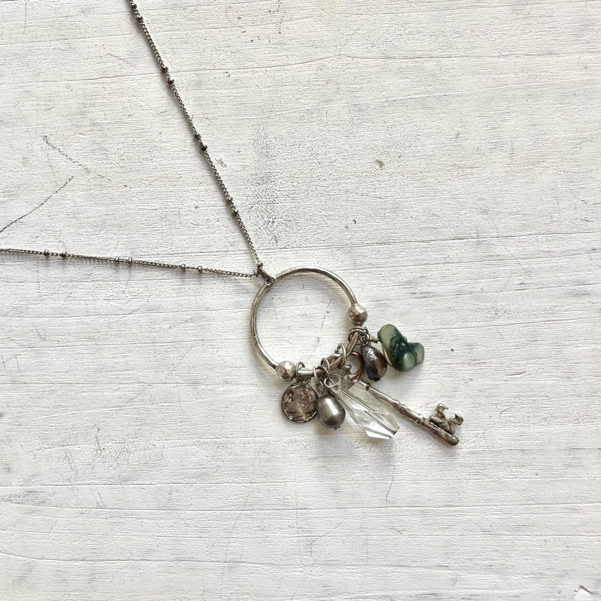 Silver Tone Charm Necklace