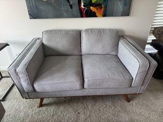 Modern Gray Loveseat / Sofa – Mid-Century Style