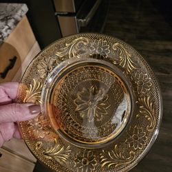 Vintage Amber Indiana Glass Salad Plates 8 1/4 In X4