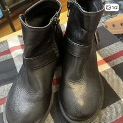 Kids Black Ankle Boots With Buckle… Size 2