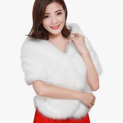 Womens Faux Fur Shawl for Wedding Bridal Faux Fur Shawl Wedding Shawl Wrap Cape Evening Party Wrap Opera Cloak Cape