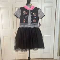 LOL Girls Dress With Pink Hoodie & Silver Bow - Cute lol Characters 