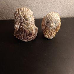 GORGEOUS NANCO Handmade Pair of Shell Art Doggie Figurines.

