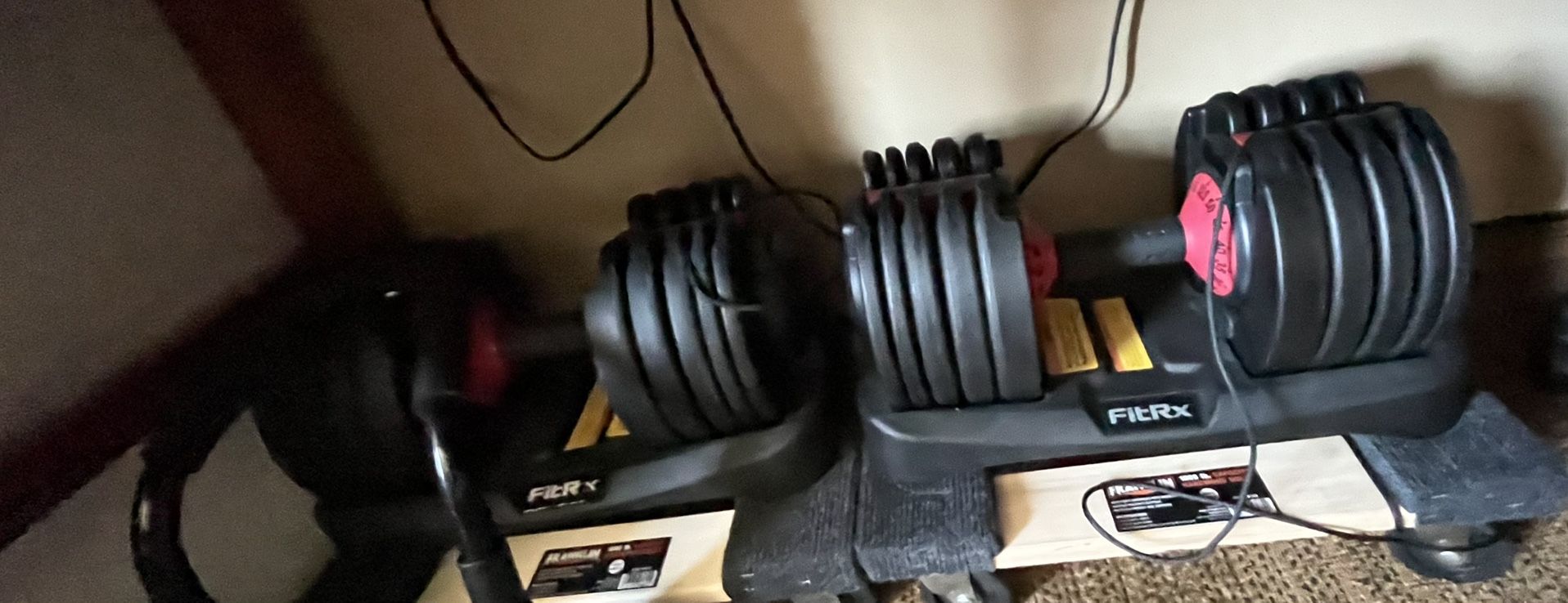 Two pack FitRx SmartBell, Quick-Select Adjustable Dumbbell for Home Gym, 5-52.5 lbs. Weight, Black,