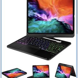 Keyboard Case for iPad Pro 12.9’’ (2018–2022), 360° Rotating Folio, Black