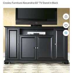 Crosley 60” Black Wood TV Stand