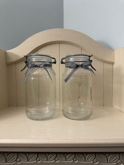 Vintage Italian Glass 2 L Jars with Hinged Metal Clamps Set ✨