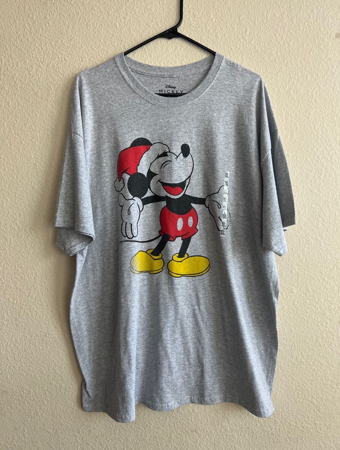 Disney Mickey Mouse Christmas Heather Gray Festive Short Sleeve Shirt NWT sz 2XL