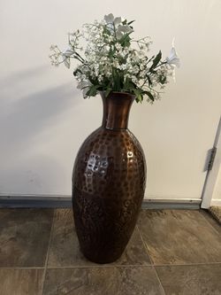 Floor Metal Vase 21” Tall Bronze Color