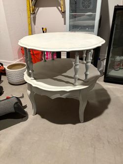 Two-Tier Round French Provincial Side Table