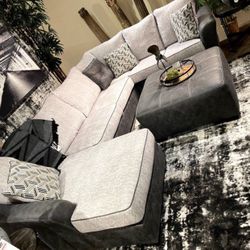 Two Tone Pewter Bilgray Huge Oversized Sofa Sectional☄️ Delivery Available💫 Brand New💯 $39 Down Payment👍 Couch| Living Room