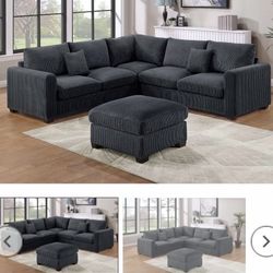 NEW BLACK SECTIONAL SOFA 