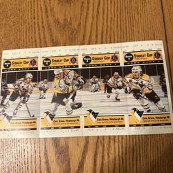 PITTSBURGH PENGUINS Uncut Ticket Panel 1993 Stanley Cup Finals Lemieux