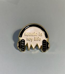 Music Is My Life Headphones Lapel Pin for Hat Purse Tie NEW