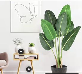 4 ft. Artificial Bird of Paradise Plant Fake Tropical Palm Banana Tree in Pot