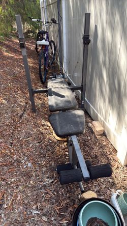 Free weight bench and weights