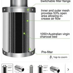 IPOWER 10 INCH AIR CARBON FILTER ODOR CONTROL SCRUBBER WITH AUSTRALIA VIRGIN CHARCOAL, 39" LENGTH, REVERSIBLE FLANGE, PREFILTER INCLUDED