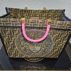 Fendi Bag Fendace Medium Sunshine Hand Bag with Versace Medusa Handbag