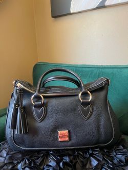 Dooney & Bourke Pebble Grain Leather Large Satchel HTF In Black On Black.🎀