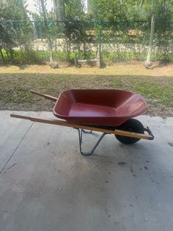 Single Wheel Wheelbarrow with Wood Handles