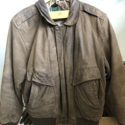 Genuine Leather Bomber Jacket With Genuine Leather Gloves