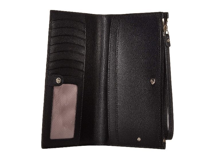 Kate Spade Sylvia Continental Black Leather Wristlet Wallet Purse