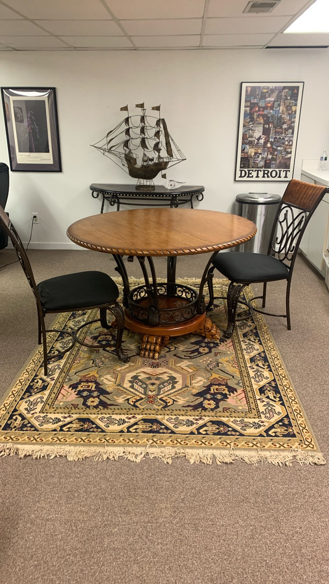 Wood And iron Table With 2 Chairs