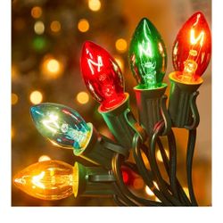 Minetom Vintage Christmas Lights, C7 String Lights for Christmas Holiday Season Party Indoor Outdoor Garage Garden Patio Backyard Cafe Decoration, Gre