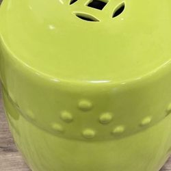 Asian Chinese Chinoiserie Garden Stool, Chair, Table Chartreuse Green $75.  Blue & White 18” Umbrella Stand $65 Each.